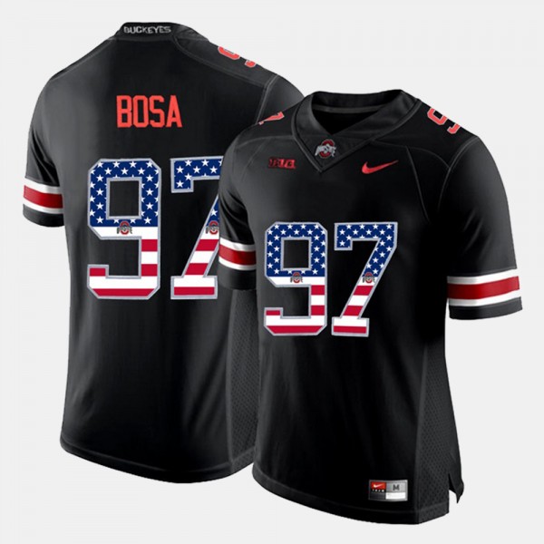 Ohio State Buckeyes Nick Bosa Men's #97 Black US Flag Fashion College Football Jersey 2404ZNHI4